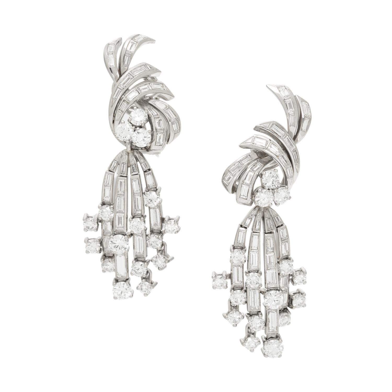DIAMOND AND PLATINUM CONVERTIBLE EARRINGS