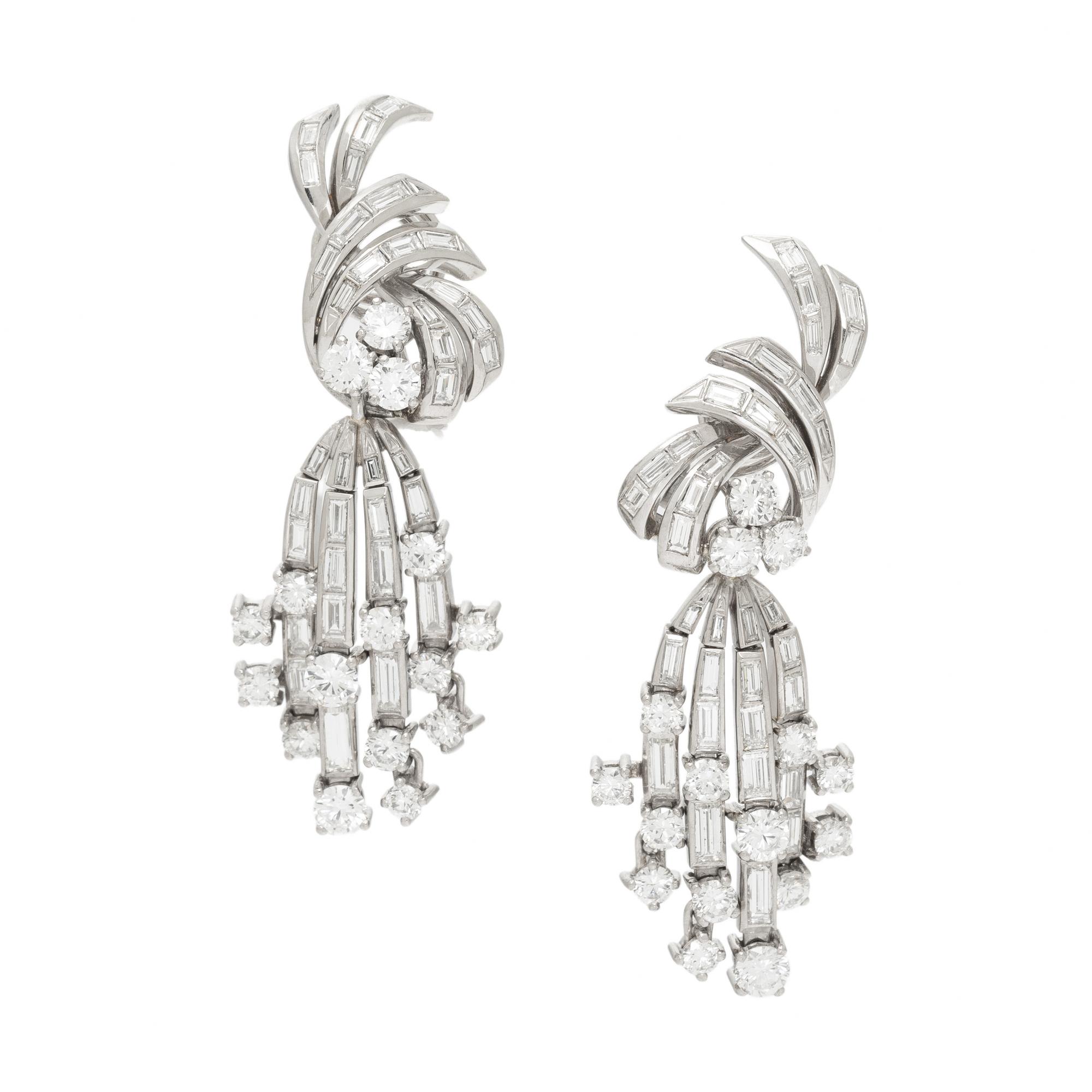 DIAMOND AND PLATINUM CONVERTIBLE EARRINGS