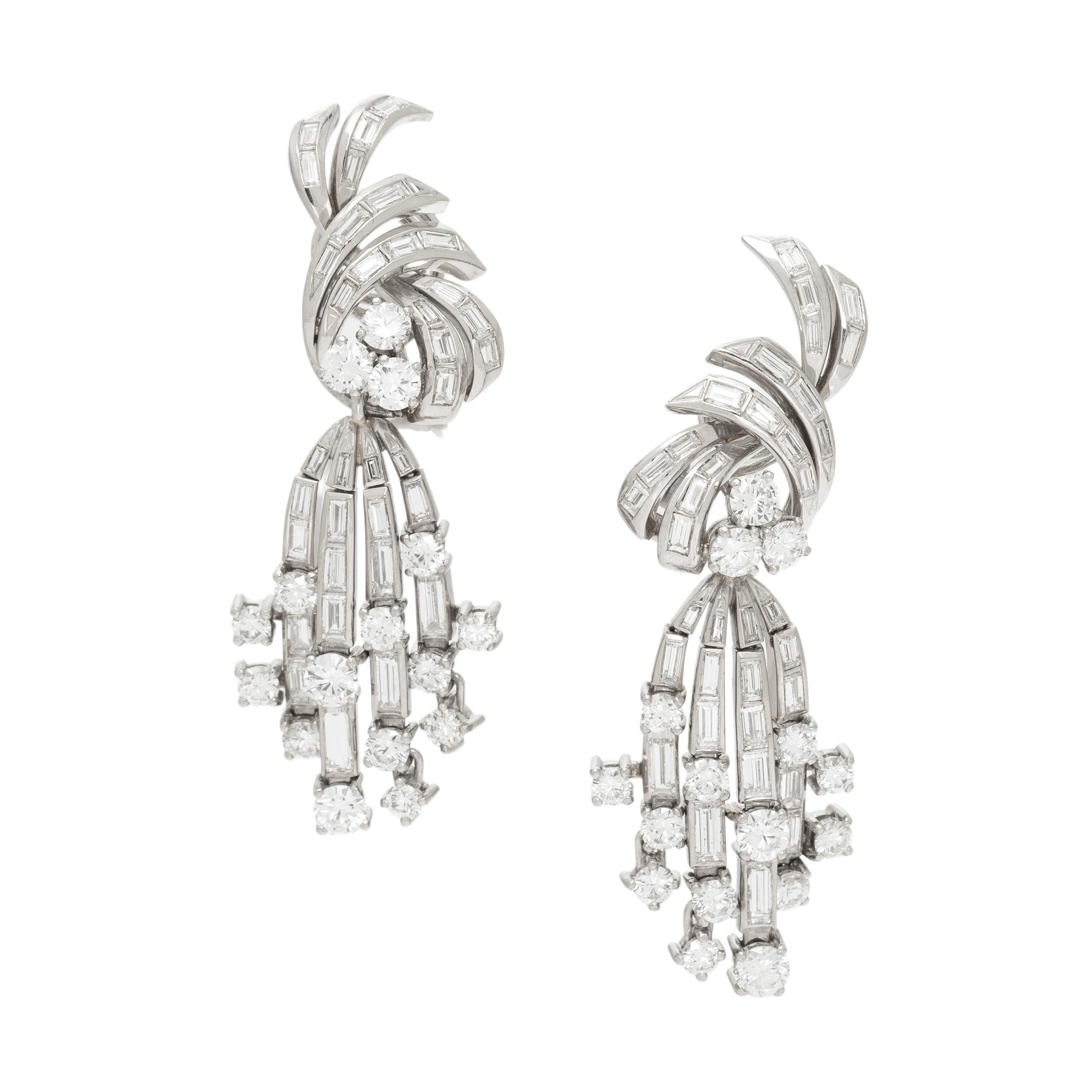 DIAMOND AND PLATINUM CONVERTIBLE EARRINGS