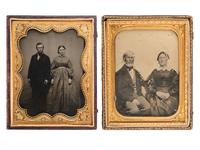 [EARLY PHOTOGRAPHY]. 4 half plate ambrotype portraits of couples highlighted by a newlywed bride and groom.