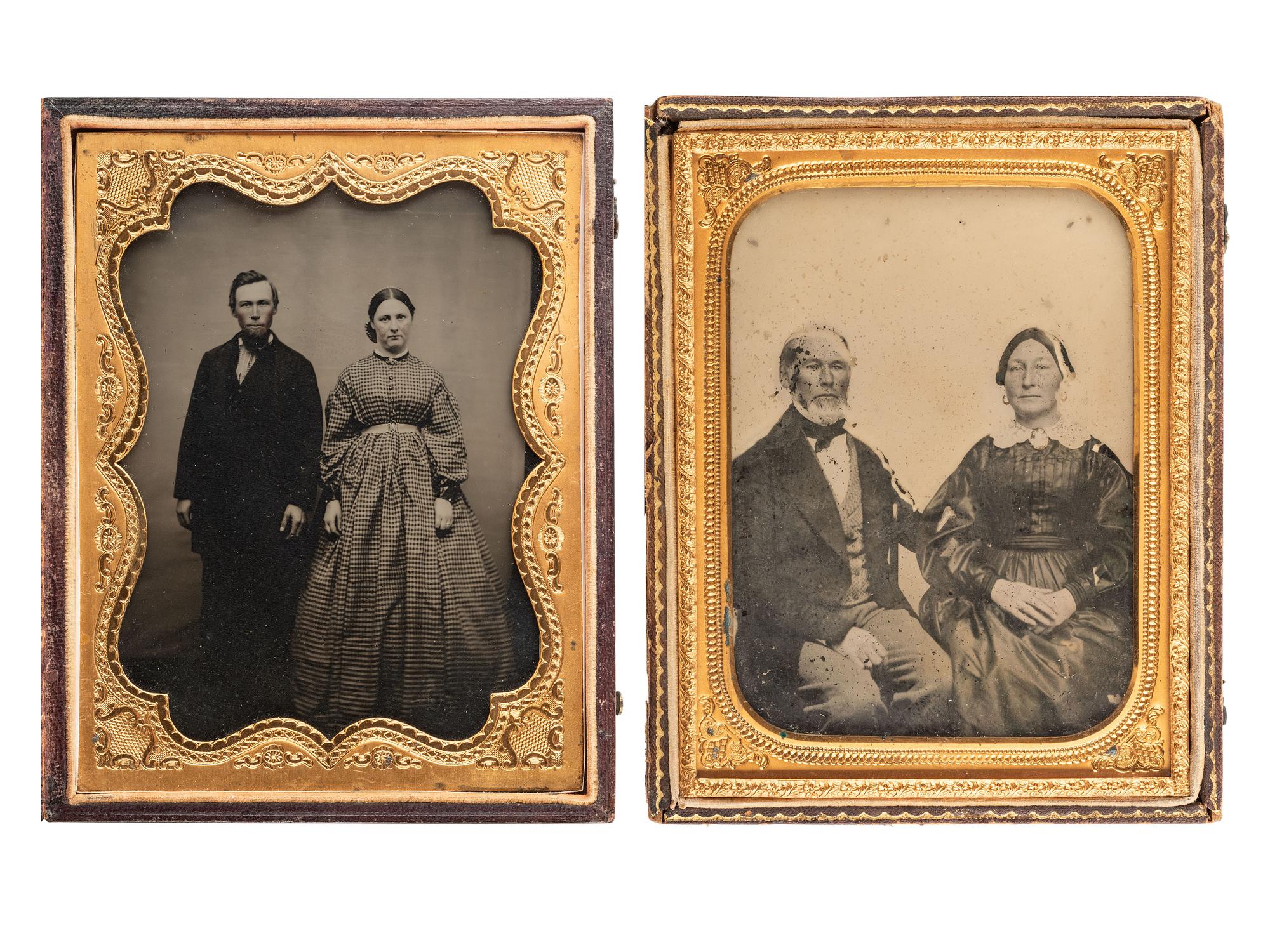 [EARLY PHOTOGRAPHY]. 4 half plate ambrotype portraits of couples highlighted by a newlywed bride and groom.