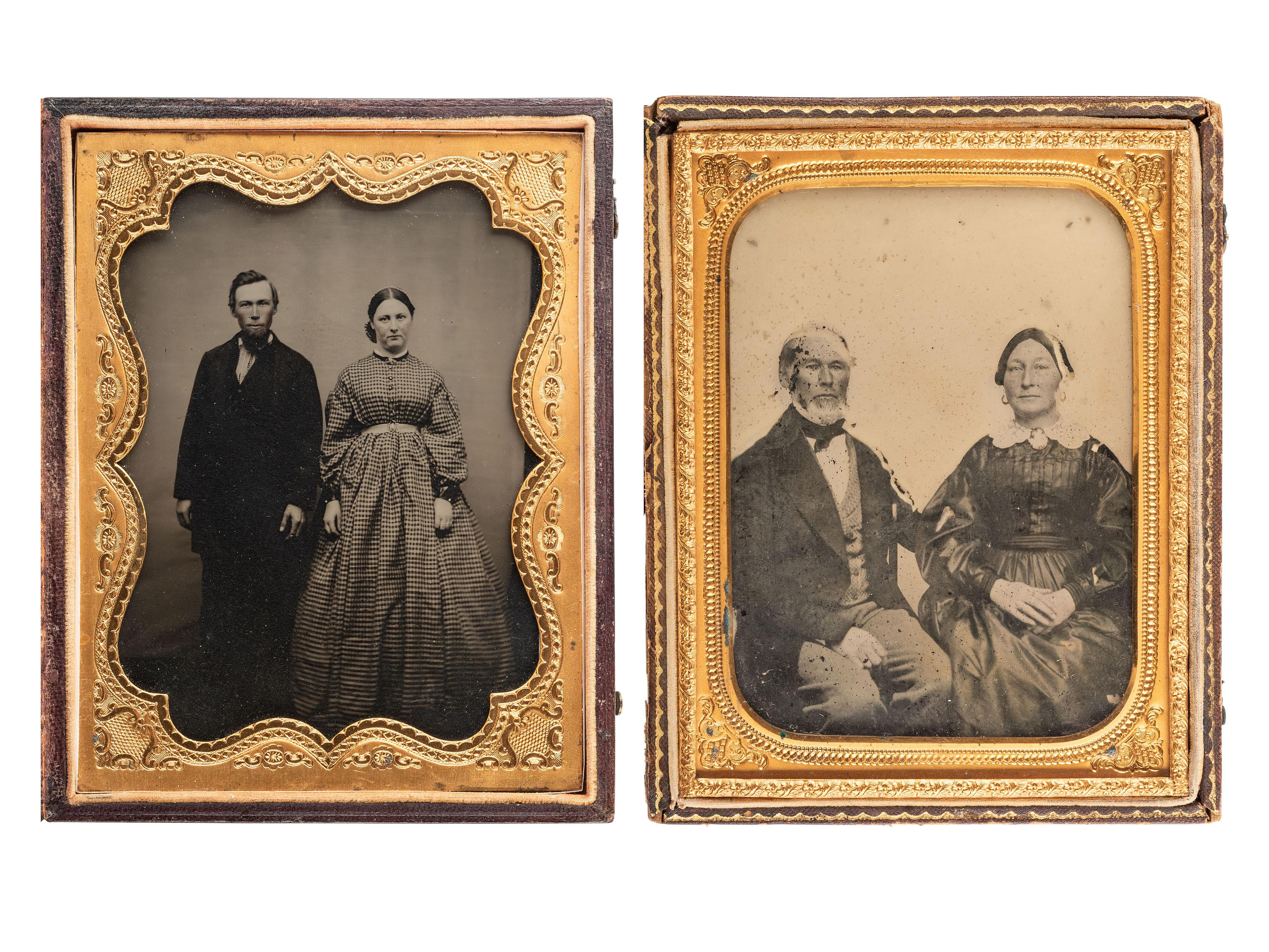 [EARLY PHOTOGRAPHY]. 4 half plate ambrotype portraits of couples highlighted by a newlywed bride and groom.