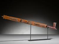 Dakota Carved Pipe and Bowl, with Bear Paw and Whirlwind Worms