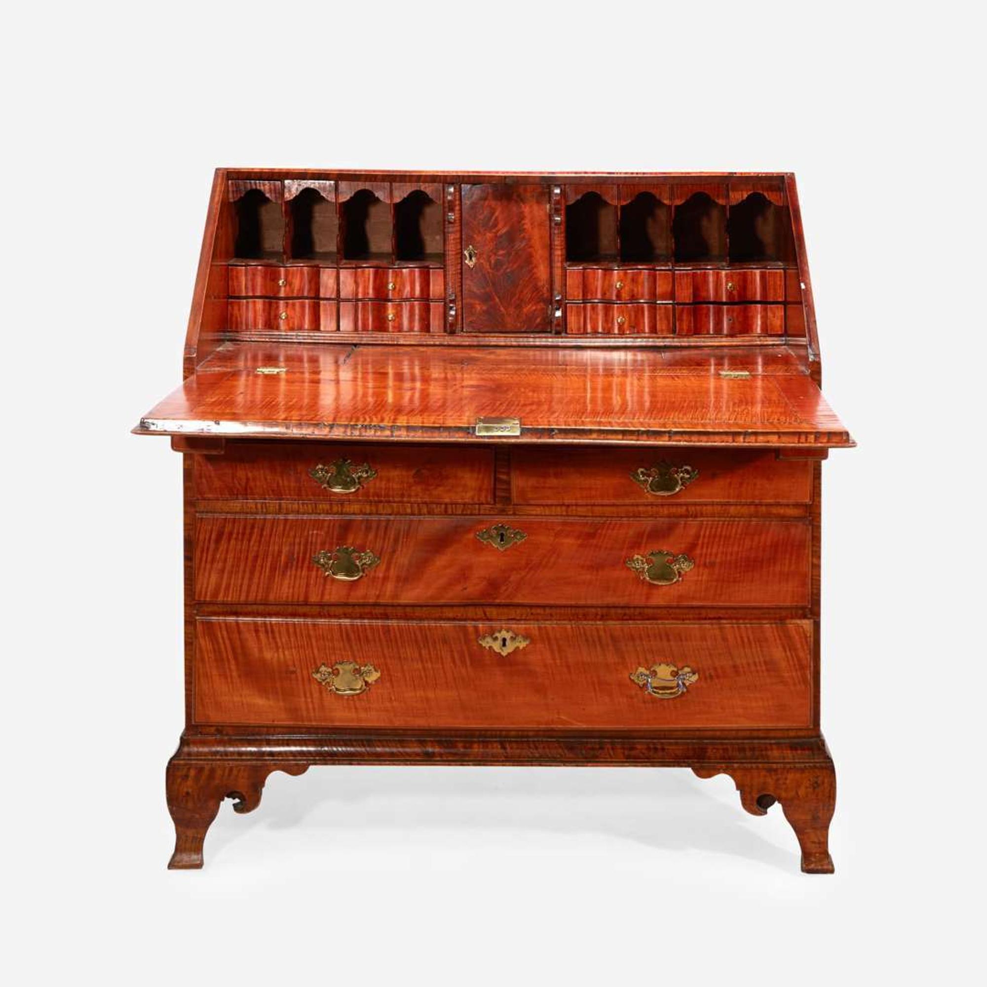 A Chippendale figured maple slant-front desk Octorara area, Chester County, PA, circa 1775