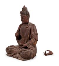 A Chinese Carved Wood Seated Buddha