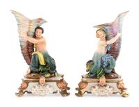 A Pair of Continental Porcelain Figural Vases