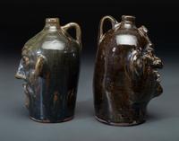 Two Southern Stoneware Face Jugs