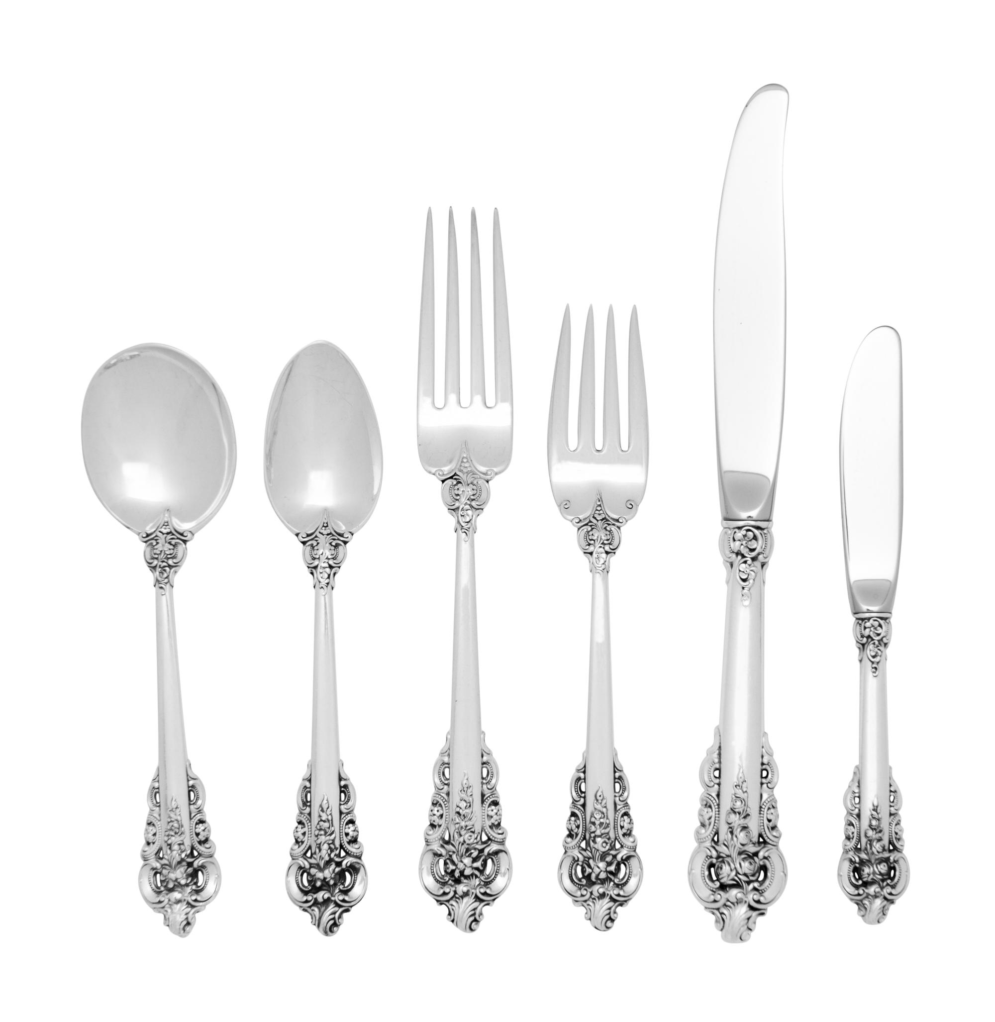 A Wallace Grand Baroque Silver Flatware Service