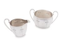 An Arthur Stone Arts and Crafts Silver Creamer and Sugar Set