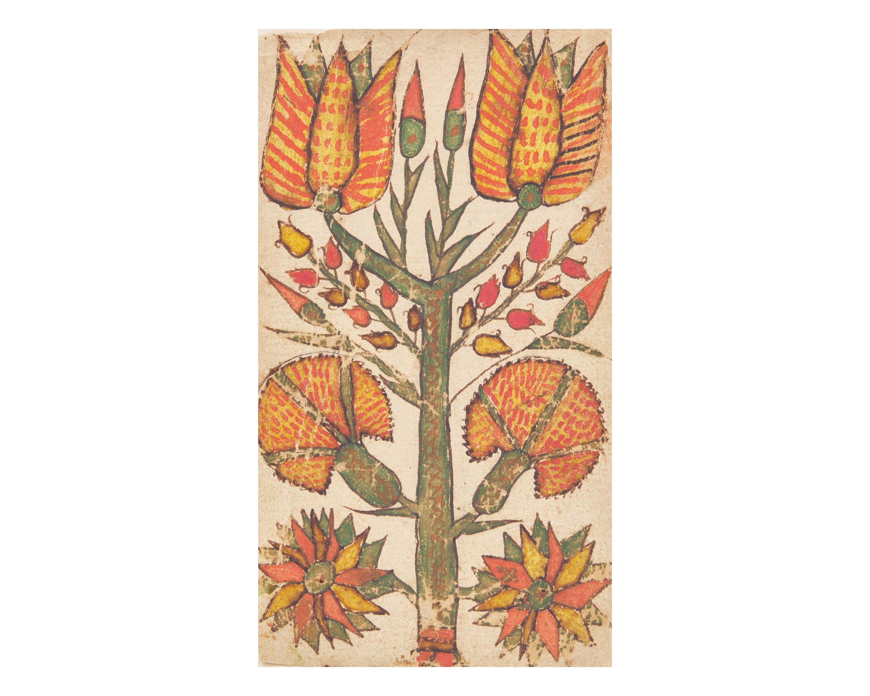 A Group of Four Fraktur Drawings, Bookplates, or Awards of Merit, Pennsylvania, 19th Century