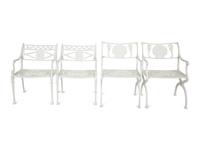 A Suite of White-Painted Cast Metal Garden Furniture