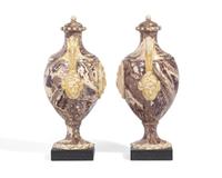 A Pair of Wedgwood and Bentley Agateware Covered Urns with Applied Intaglios