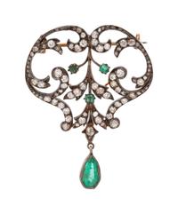 Victorian, Emerald and Diamond Pendant/Brooch