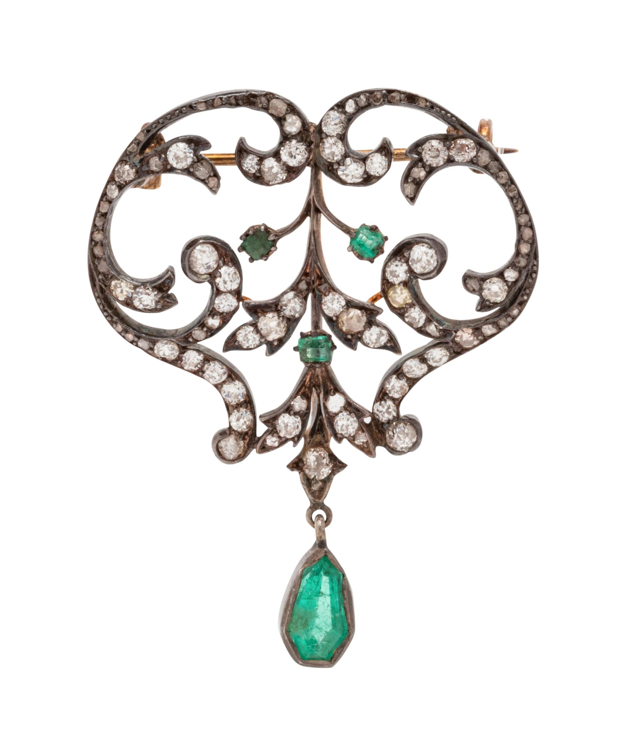 Victorian, Emerald and Diamond Pendant/Brooch
