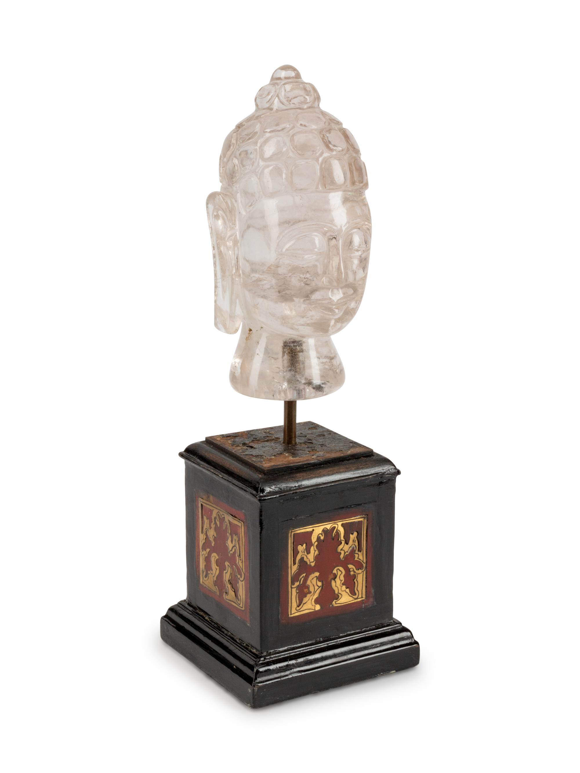 A Carved Rock Crystal Head of Buddha