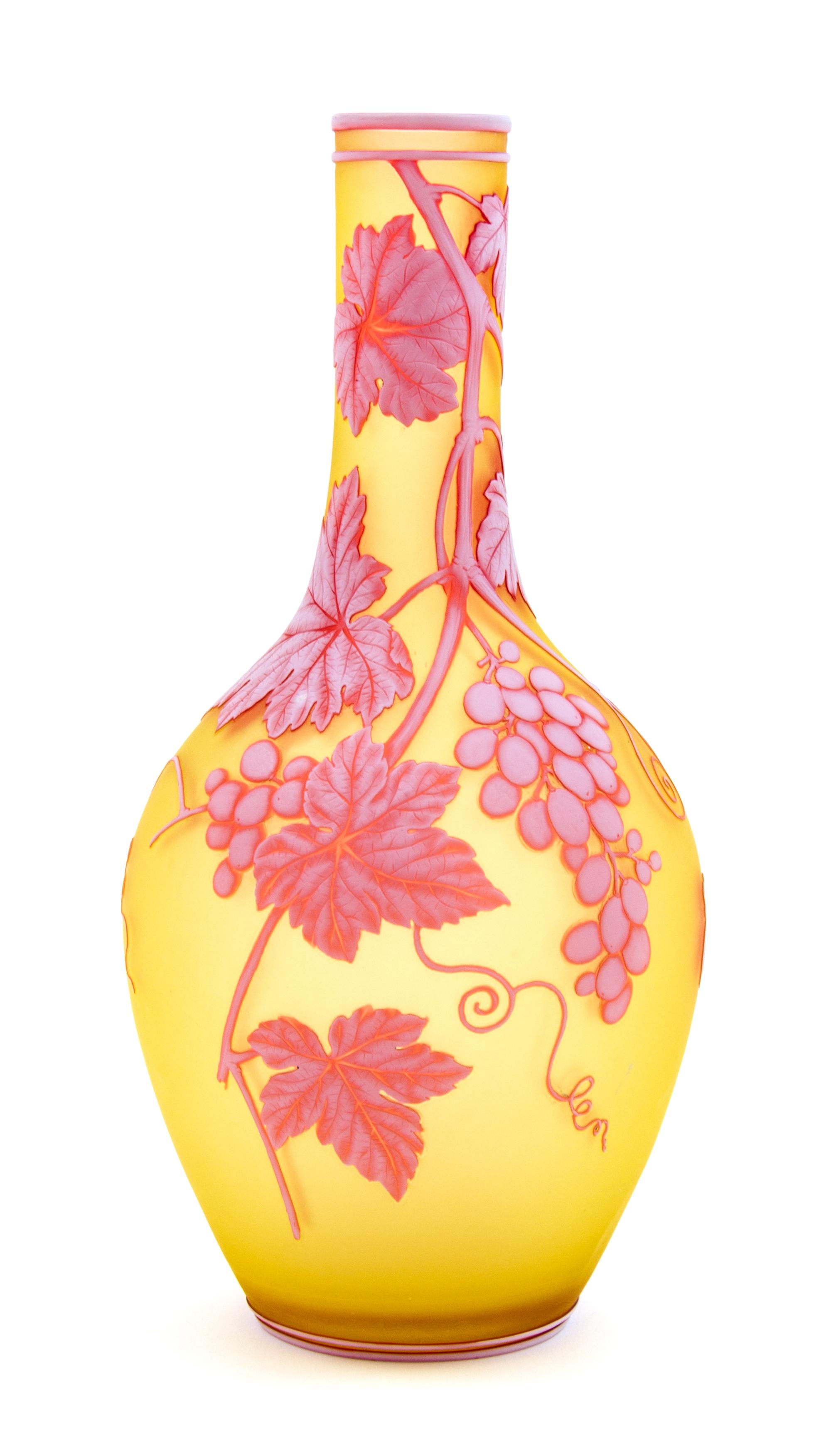 A Thomas Webb & Sons Cameo Glass Vase Heigh 10 3/4 inches
