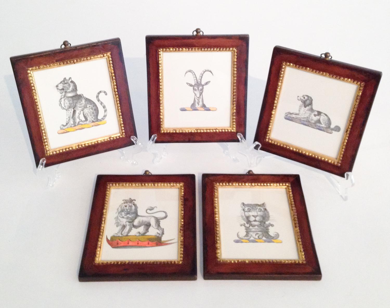 A Group of Hand Colored Prints Height 7 x width 6 1/2 inches.
