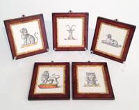 A Group of Hand Colored Prints Height 7 x width 6 1/2 inches.