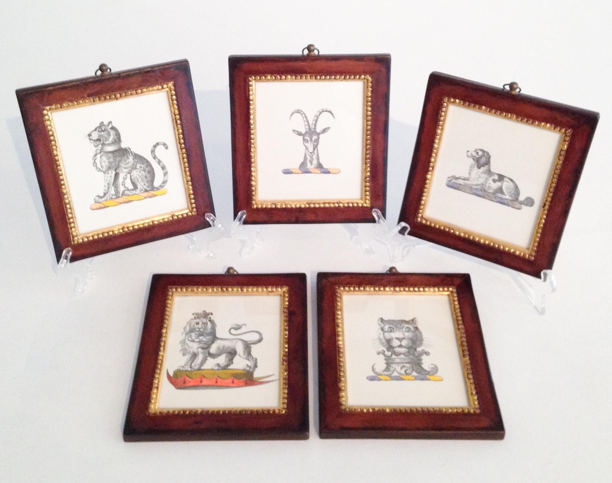 A Group of Hand Colored Prints Height 7 x width 6 1/2 inches.