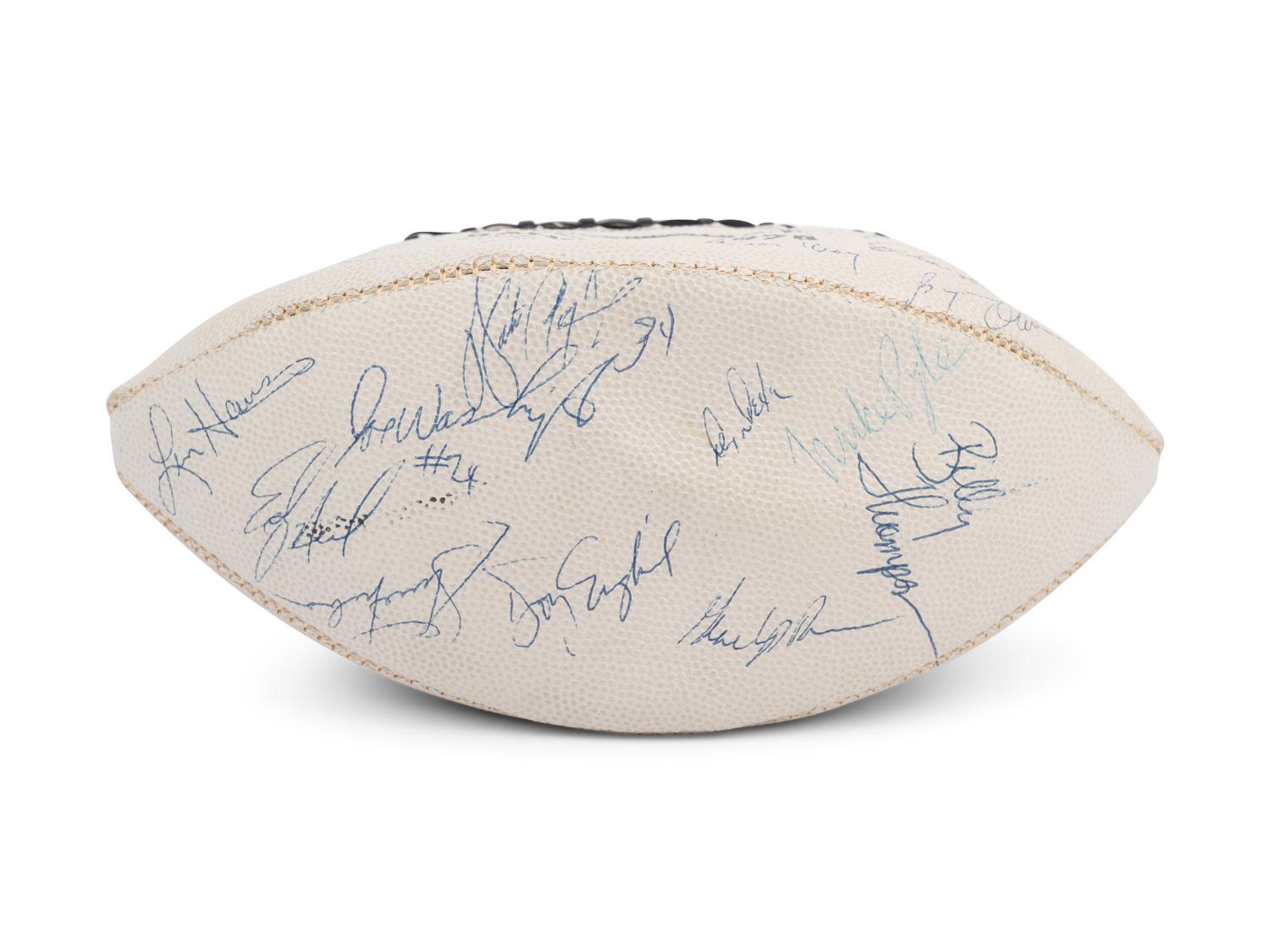 A Vintage 1978 NFLPA Banquet Multi Signed (31 Signatures) Autograph Football Including Walter Payton and Roger Staubach Period Signatures (Beckett Authentication Services Letter BAS Certified),