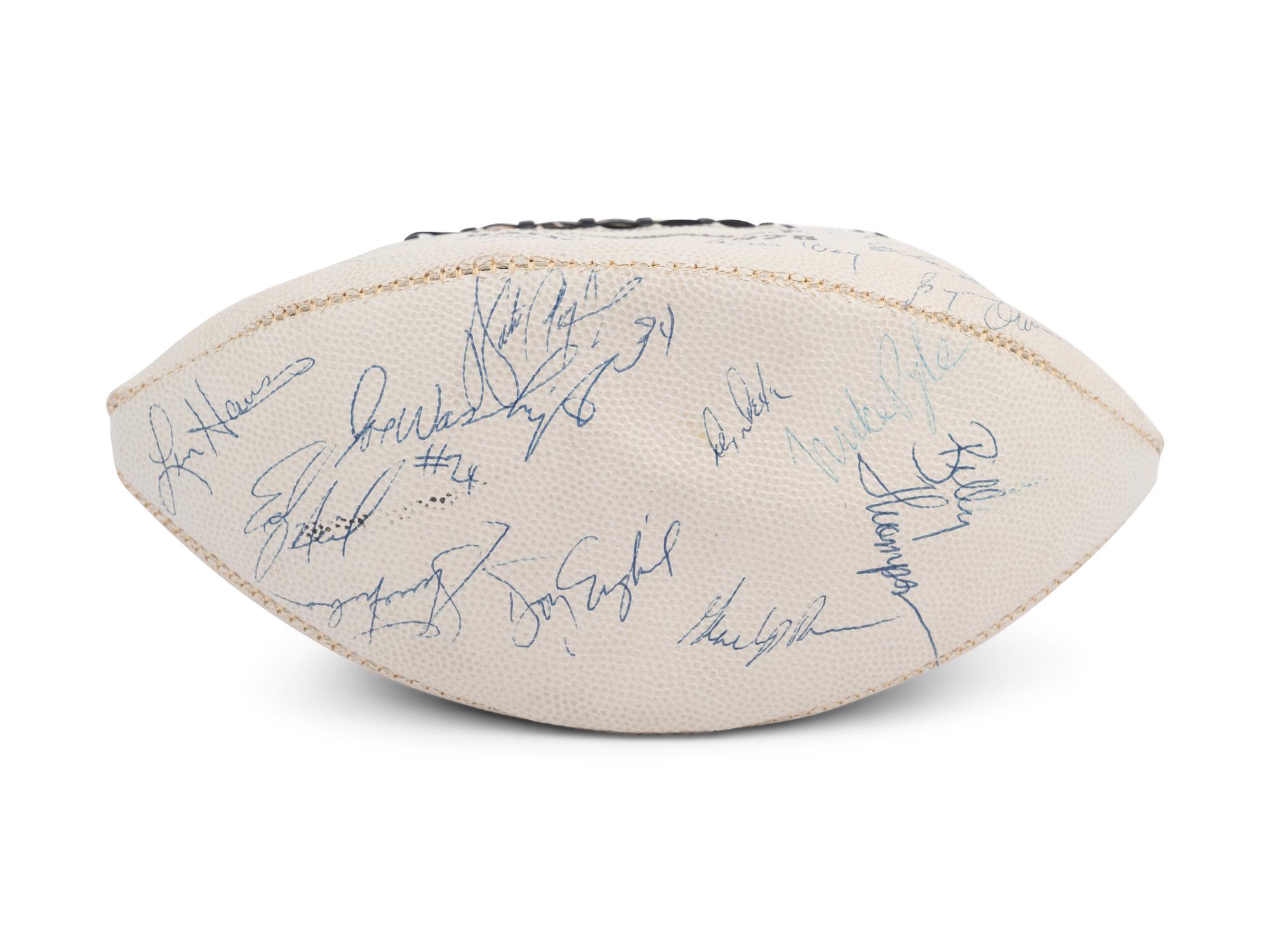 A Vintage 1978 NFLPA Banquet Multi Signed (31 Signatures) Autograph Football Including Walter Payton and Roger Staubach Period Signatures (Beckett Authentication Services Letter BAS Certified),