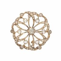 Diamond and Low-Karat Gold Brooch