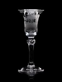 A Dutch Engraved Privateer Wine Glass
