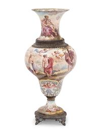 A Viennese Silver Mounted Enamel on Copper Vase