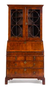 A George II Burl Walnut Secretary Bookcase — MID-18TH CENTURY