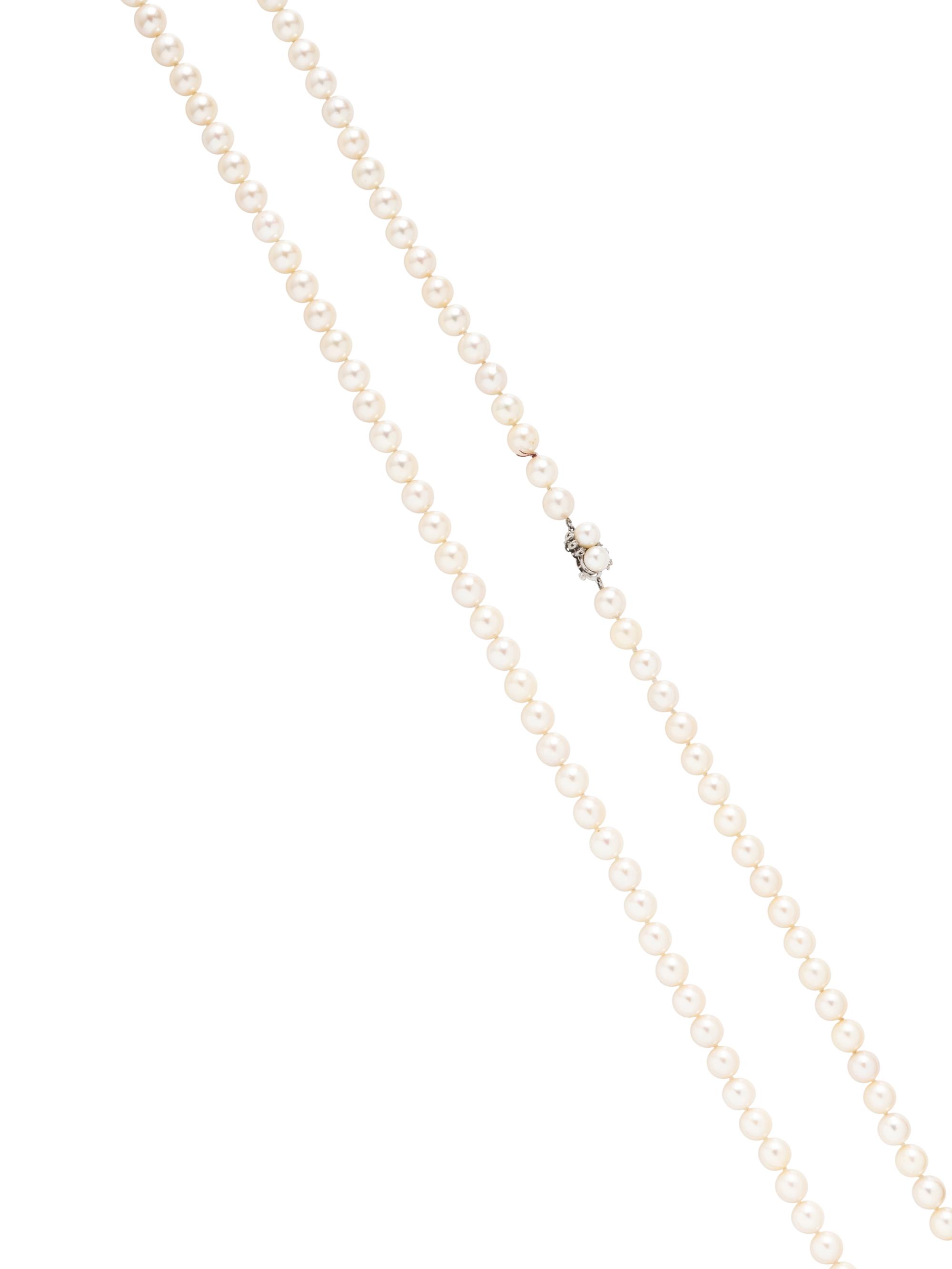 CULTURED PEARL AND DIAMOND NECKLACE