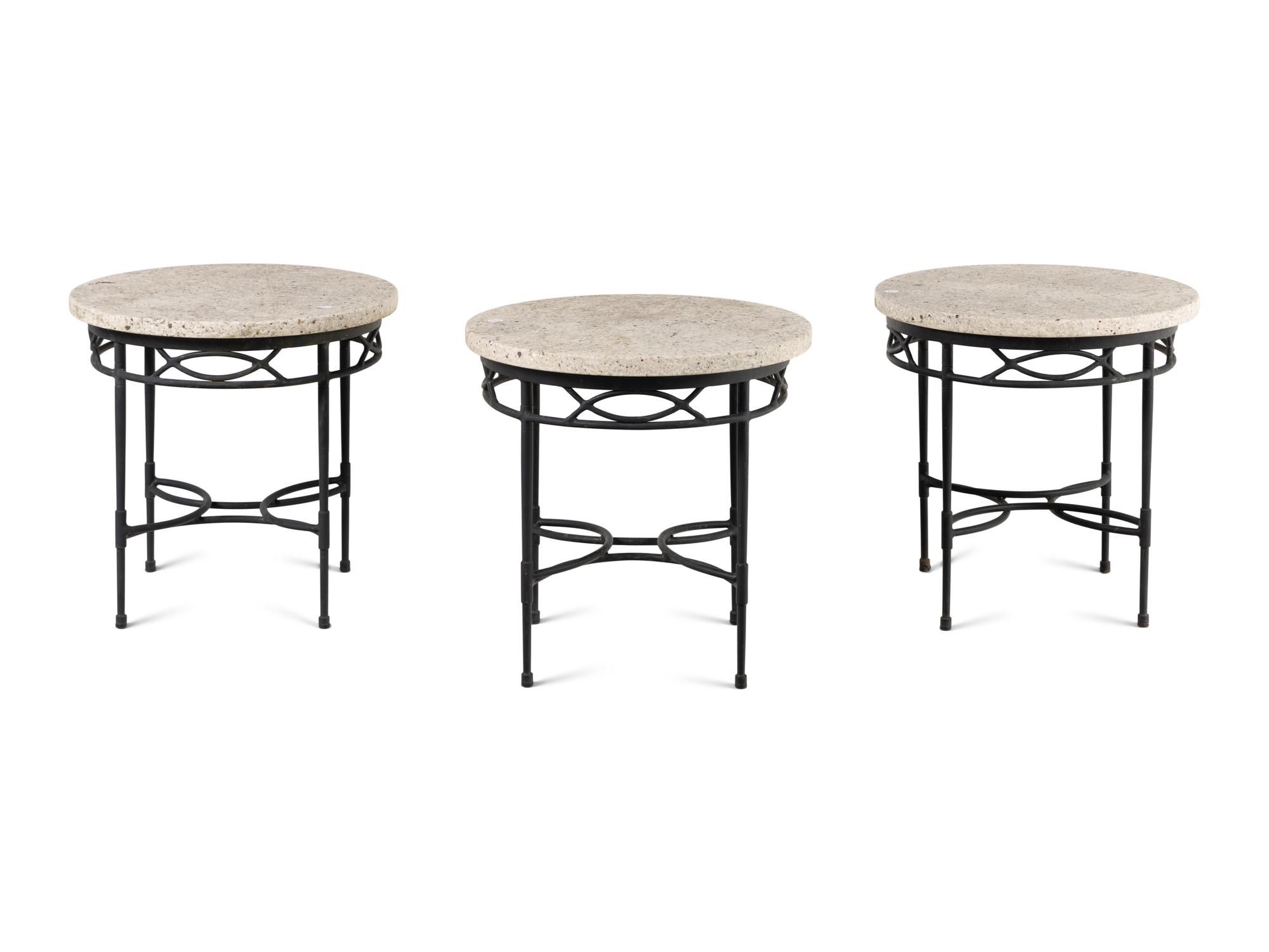 A Set of Three Mario Papperzini 'Amalfi' Stone-Top Side Tables