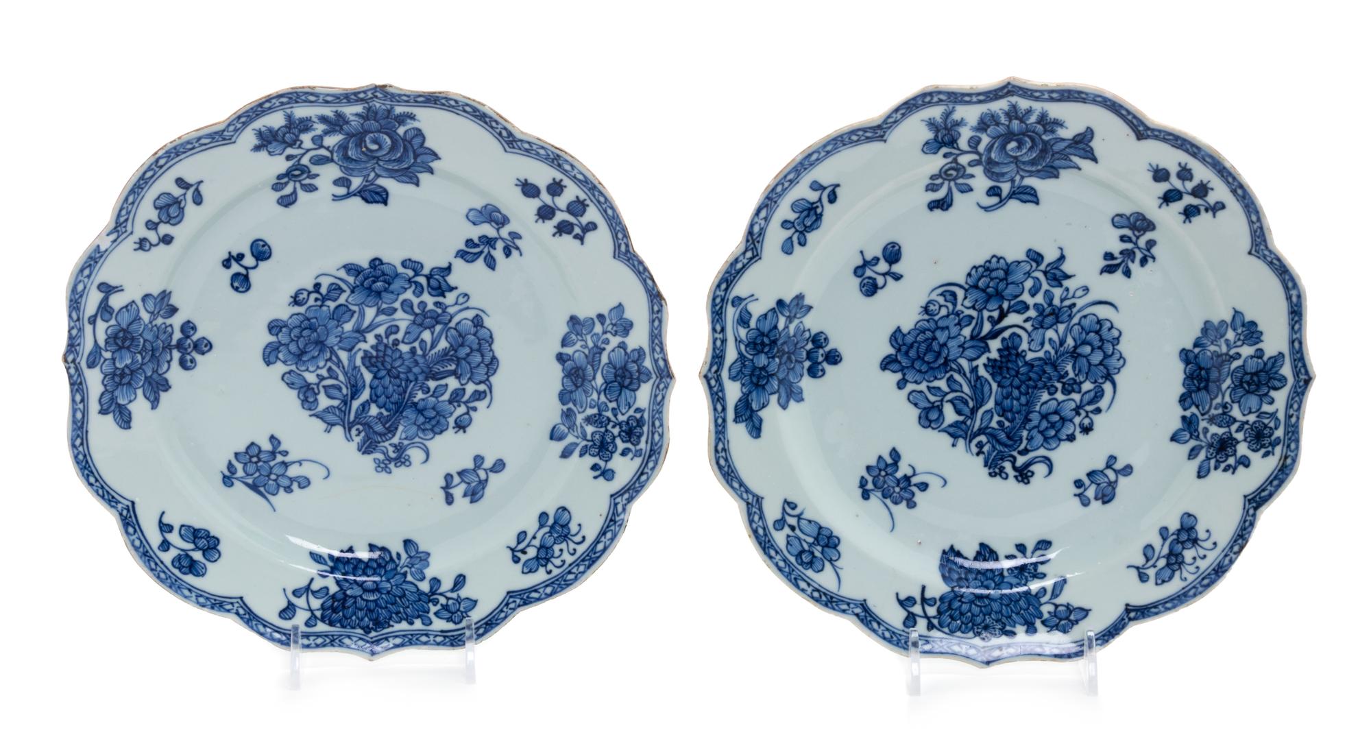 A Pair of Chinese Export Blue and White Porcelain Plates