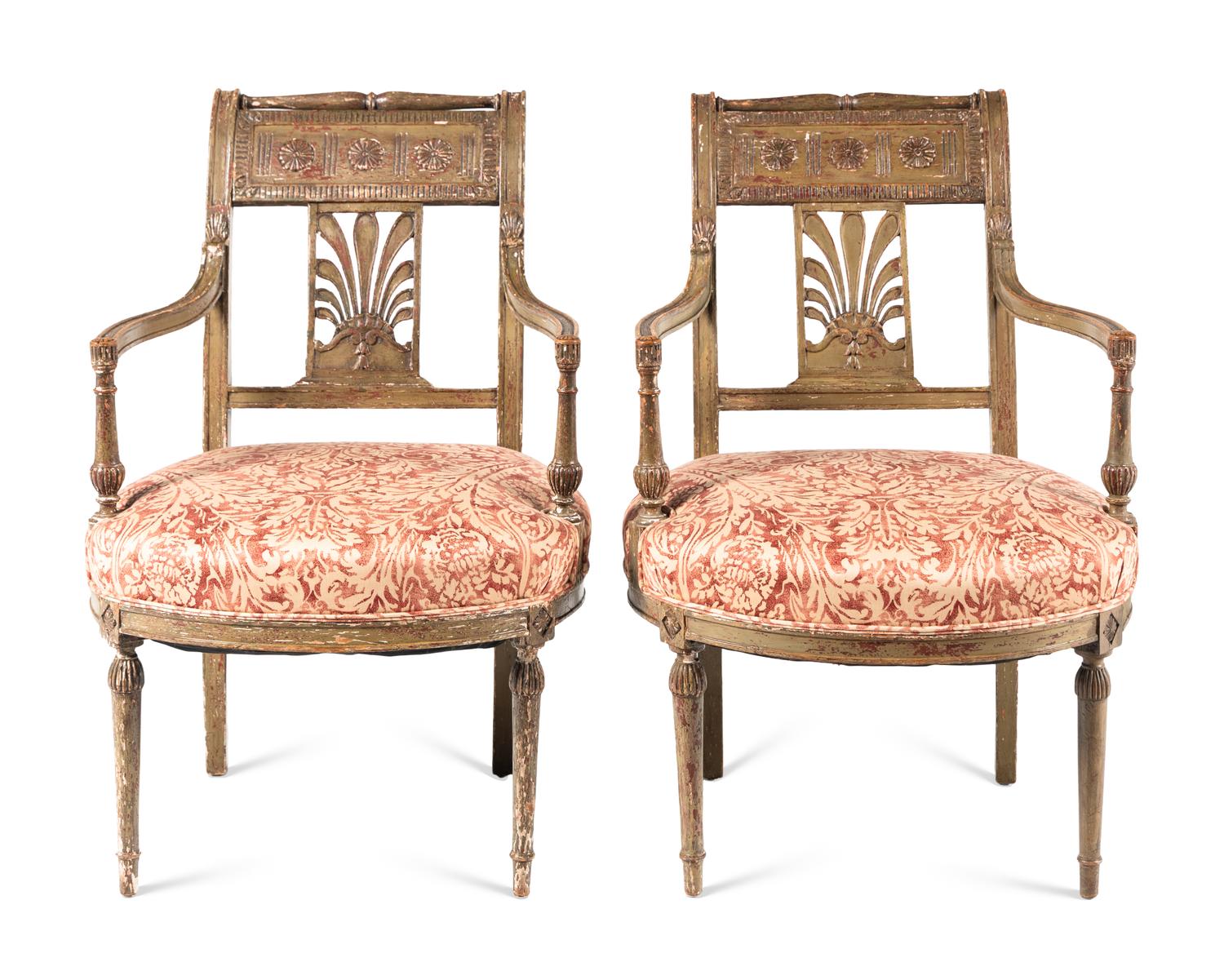 A Pair of Directoire Painted Armchairs