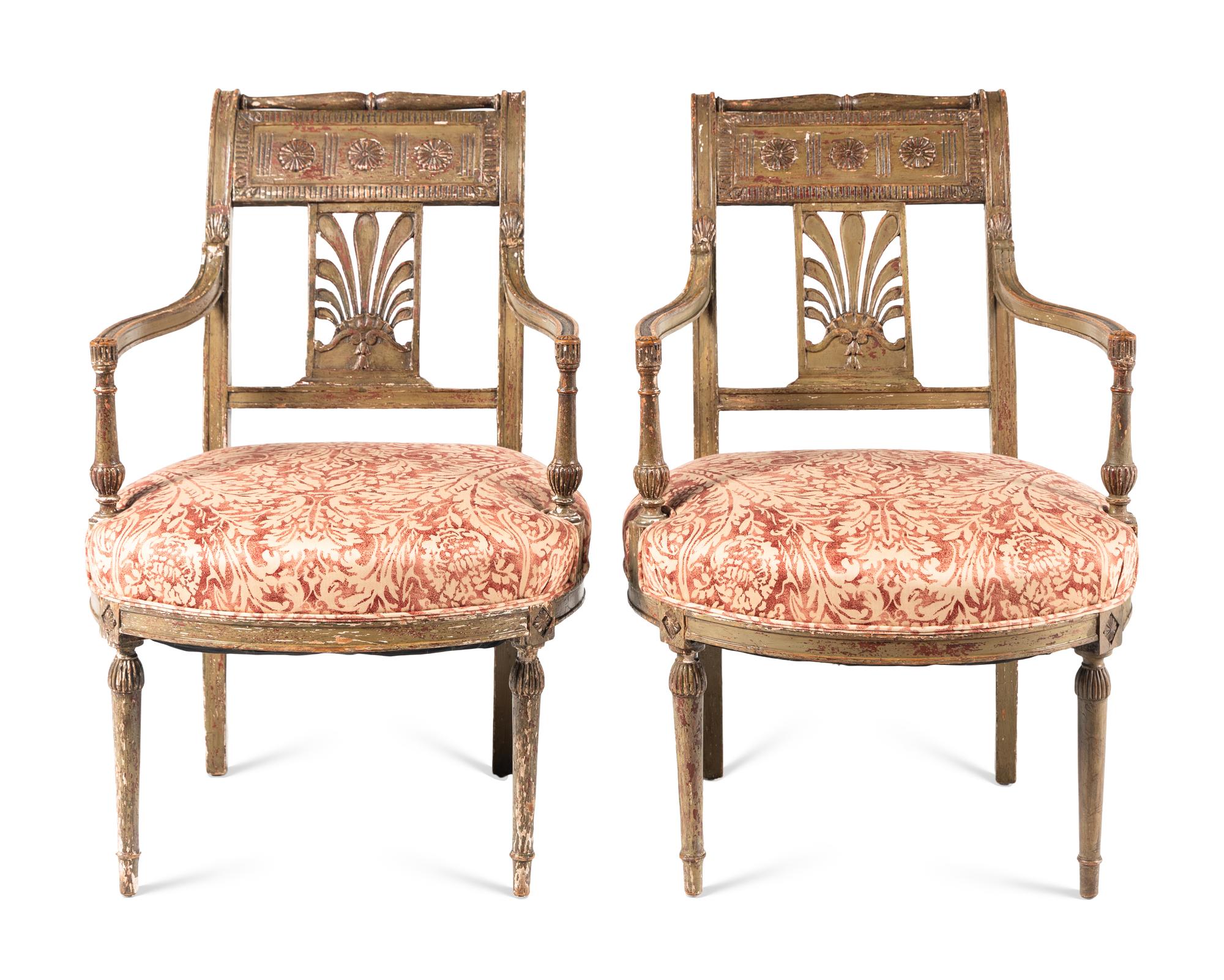 A Pair of Directoire Painted Armchairs