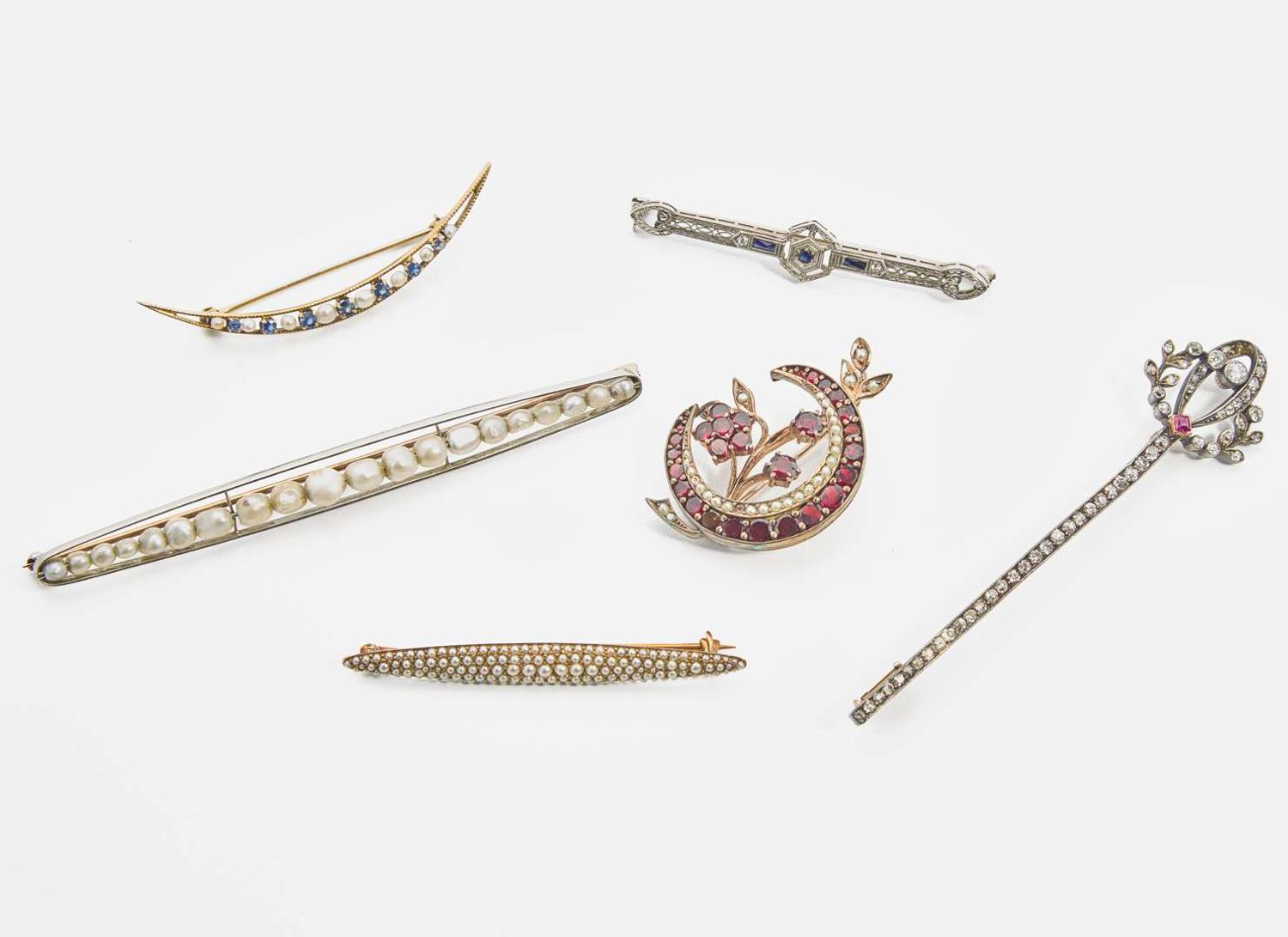 A Collection of Antique Gem-Set Pins