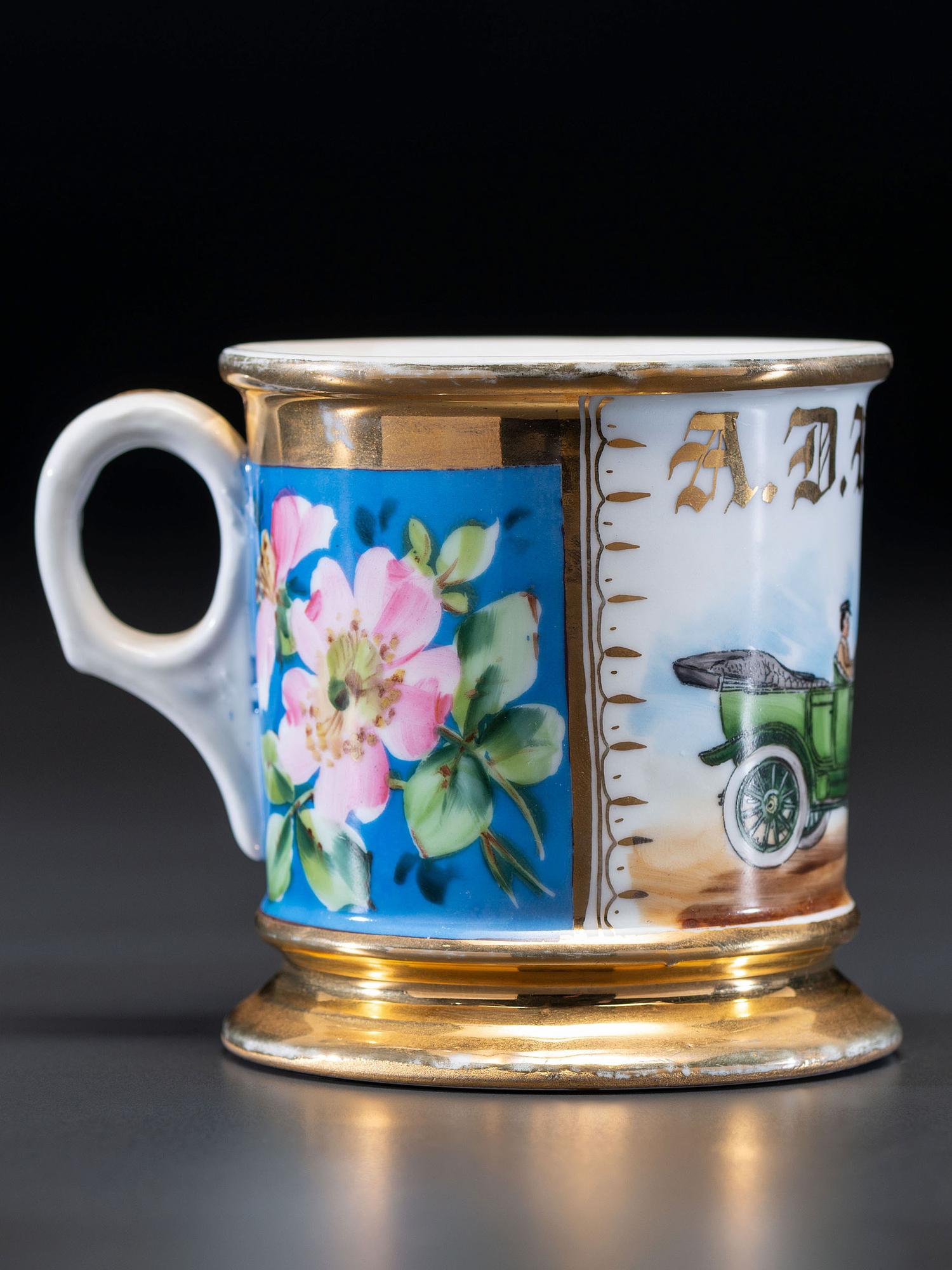 An Open Touring Car Porcelain Shaving Mug