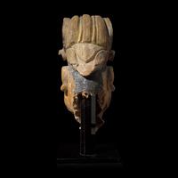 A Chinese Polychromed Stucco Head of a Celestial Judge, Ming Dynasty 明 彩繪泥塑天王首