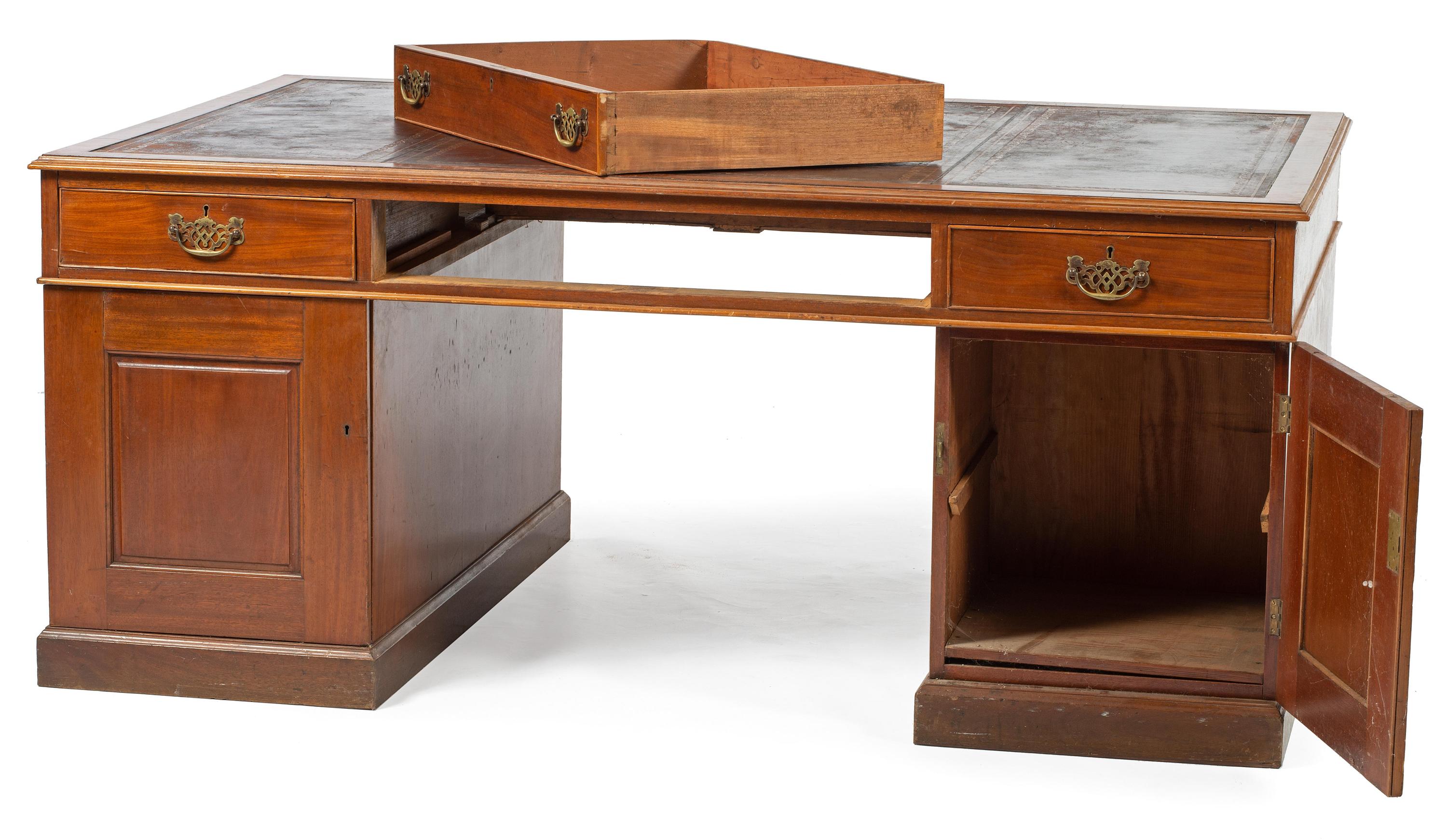 A Chippendale Style Mahogany Partners Desk