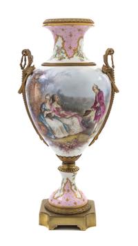 A Sevres Gilt Bronze Mounted Porcelain Urn Height 25 1/4 inches. — 19TH/20TH CENTURY