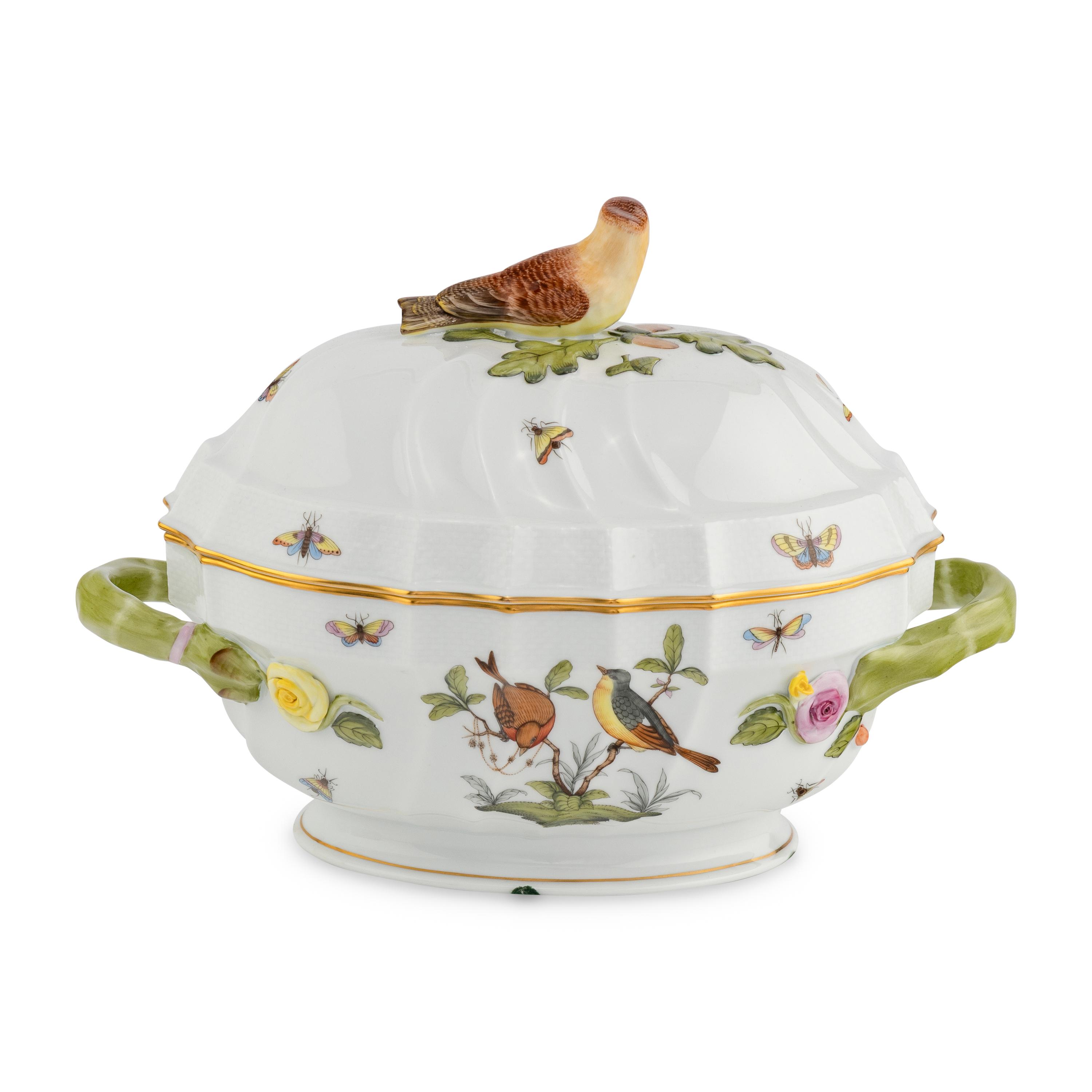 A Herend Rothschild Bird Porcelain Tureen