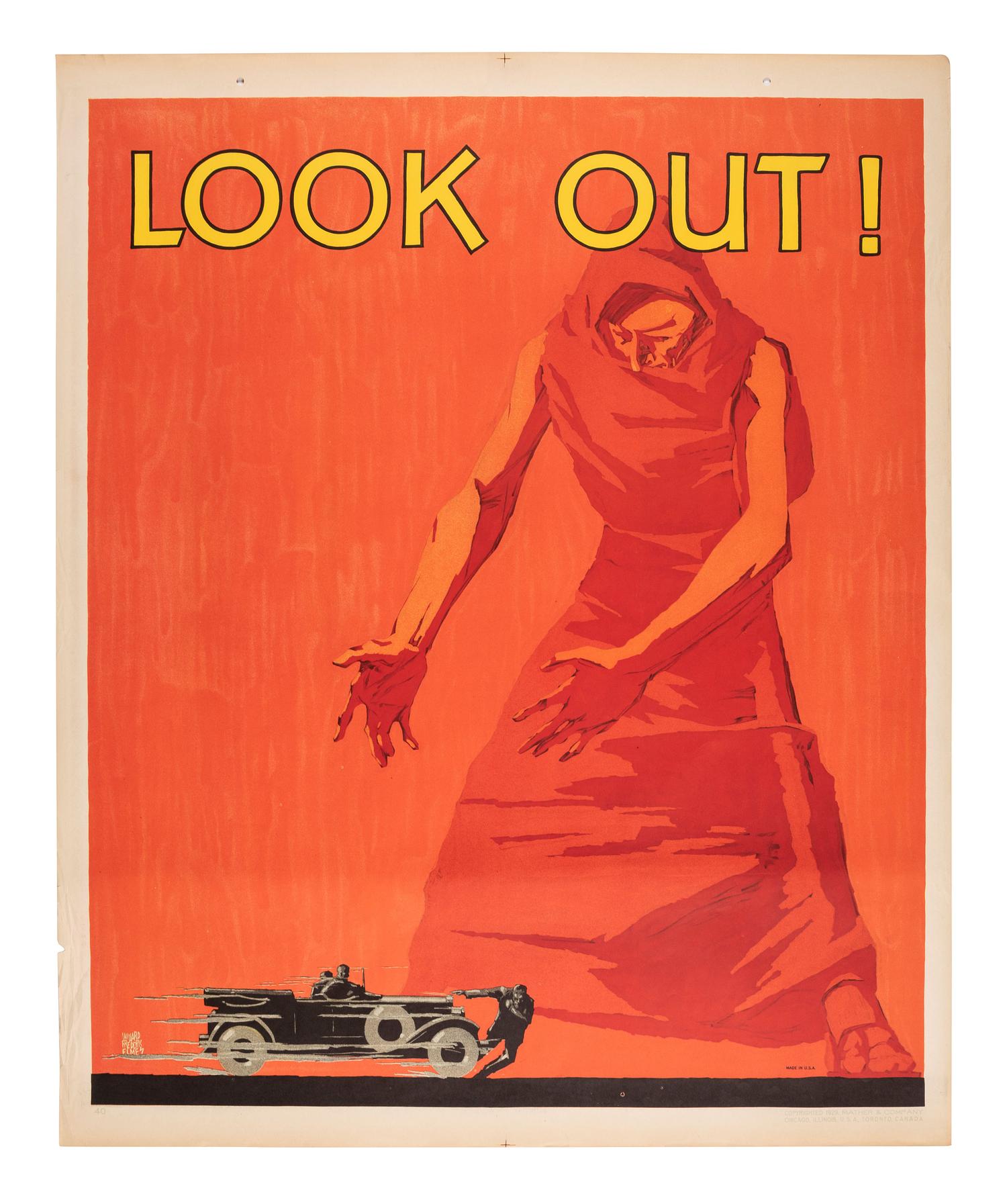 [POSTERS]. ELMES, Willard Frederic, artist. Look Out! Chicago: Mather & Co., 1929.