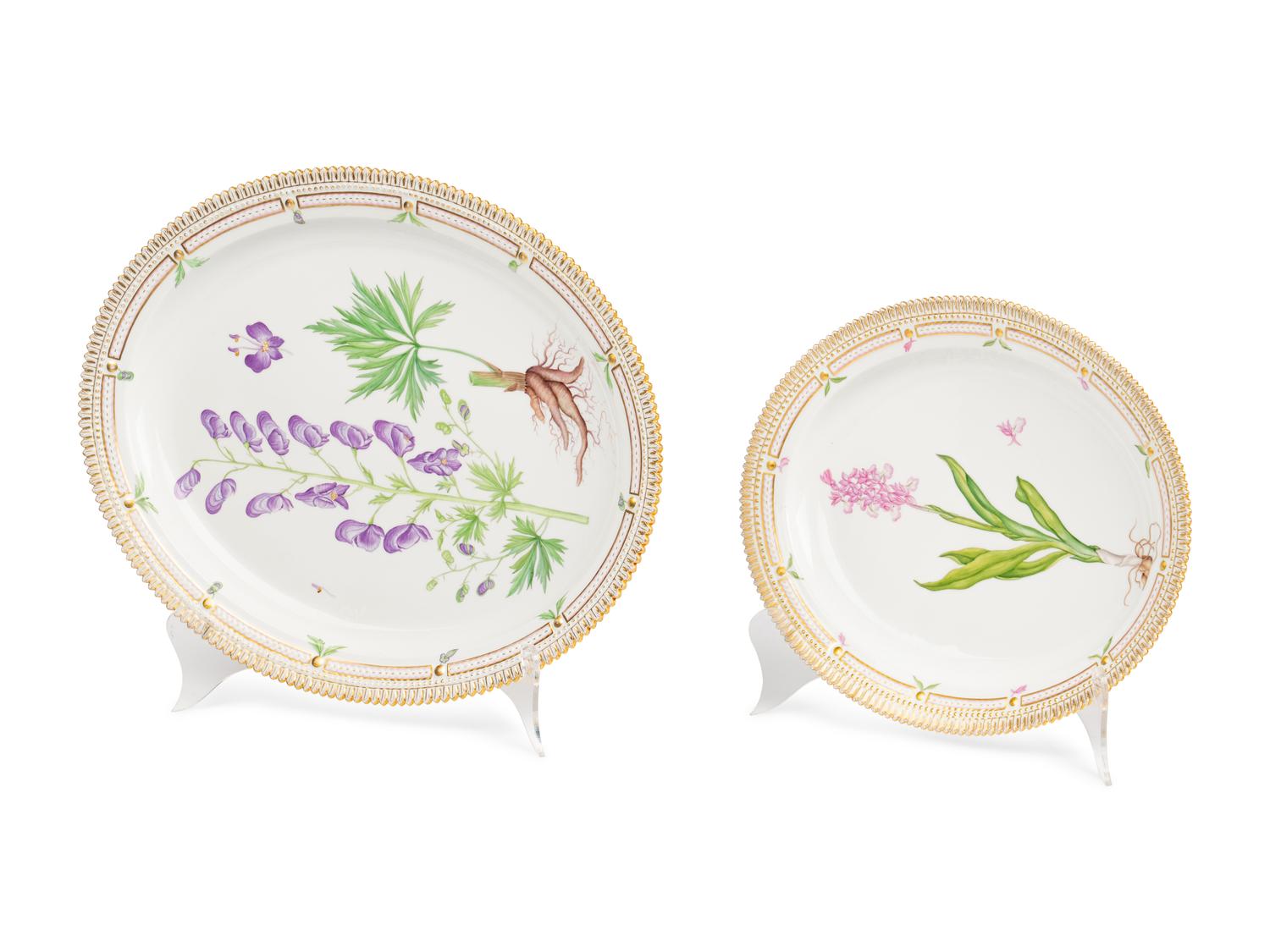 Two Royal Copenhagen Flora Danica Porcelain Oval Platters