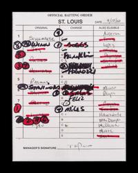 A Group of Five Hall of Fame Manager Signed Autograph Umpire Lineup Cards from The Collection of Baseball Hall of Famer Ted Simmons (including Tony LaRussa and Bobby Cox),