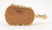 A Judith Leiber Crystal Cello Minaudiere, 3.5" x 7.5" x 1.5".
