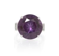 A Platinum, Synthetic Color Change Sapphire and Diamond Ring, 6.80 dwts.