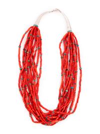Multi-Strand Coral and Turquoise Necklace