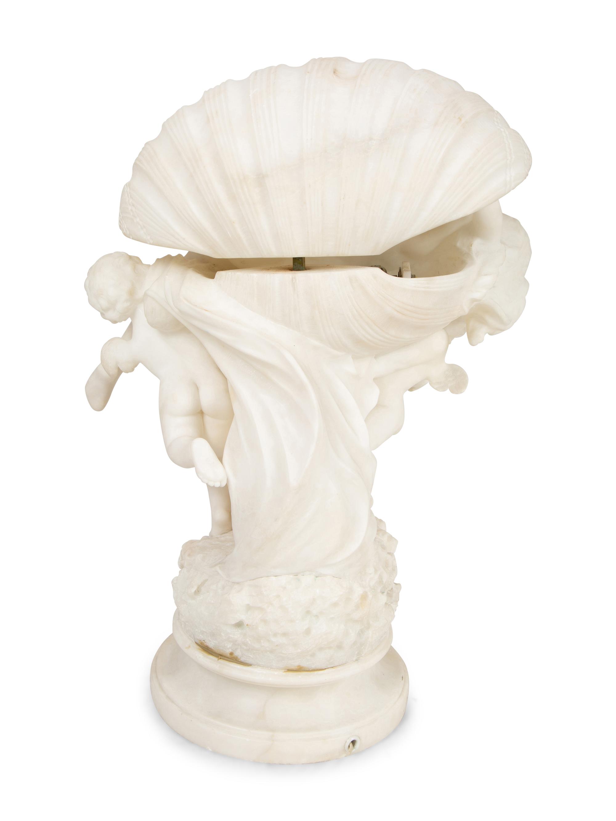 La Perla, a Carved Alabaster Figural Lamp