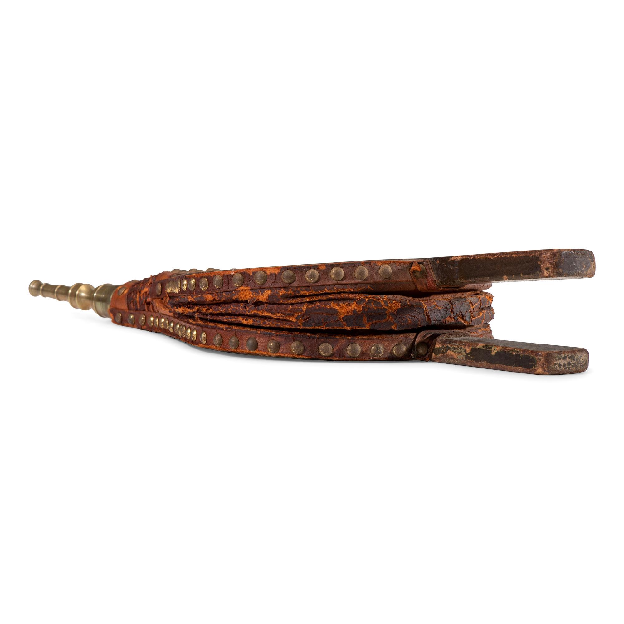 A Stencil and Paint Decorated Leather and Wood Bellows
