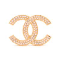 Chanel Double Row Crystal CC Brooch