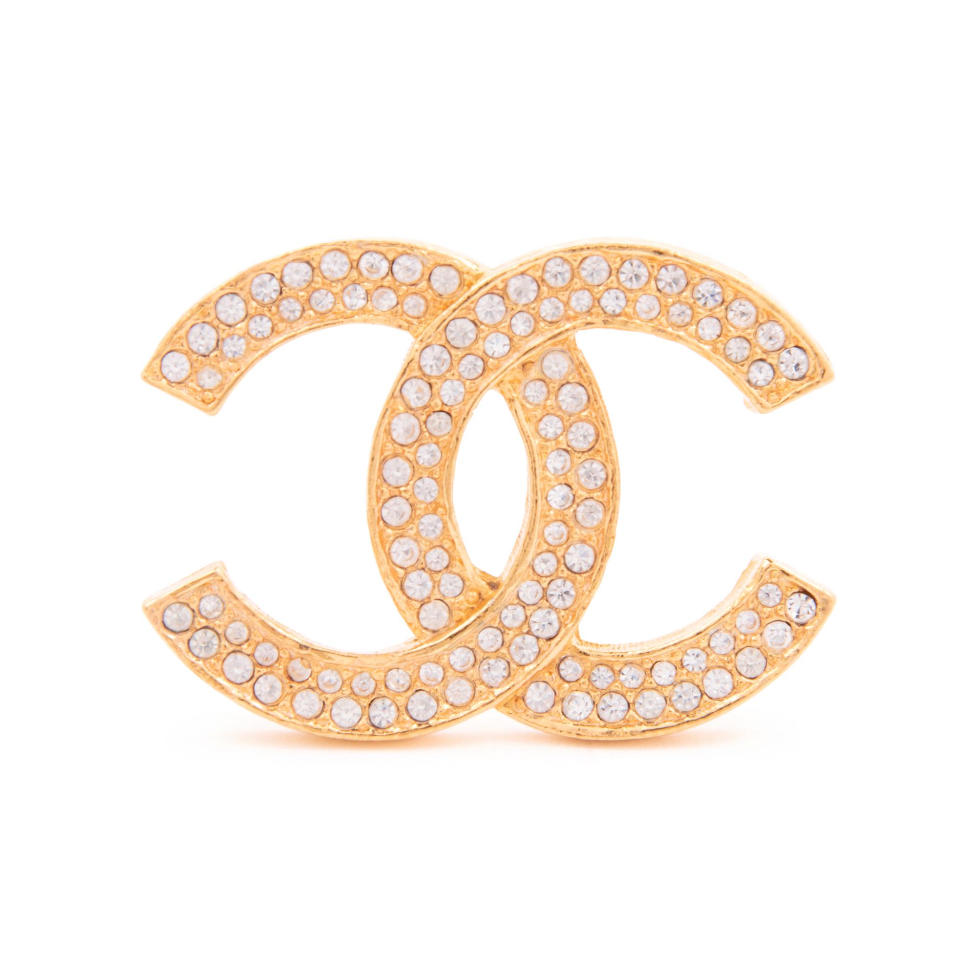 Chanel Double Row Crystal CC Brooch